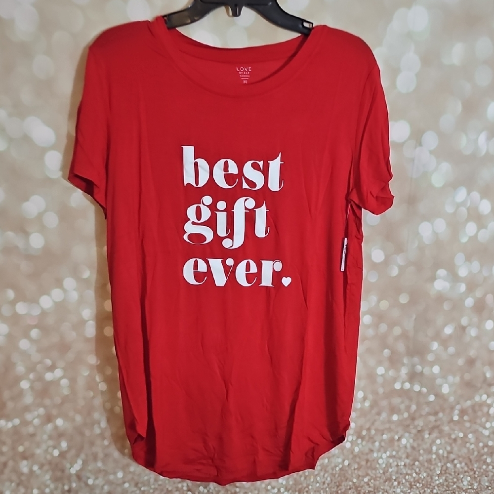 Love Red Short Sleeve Tee with White Print